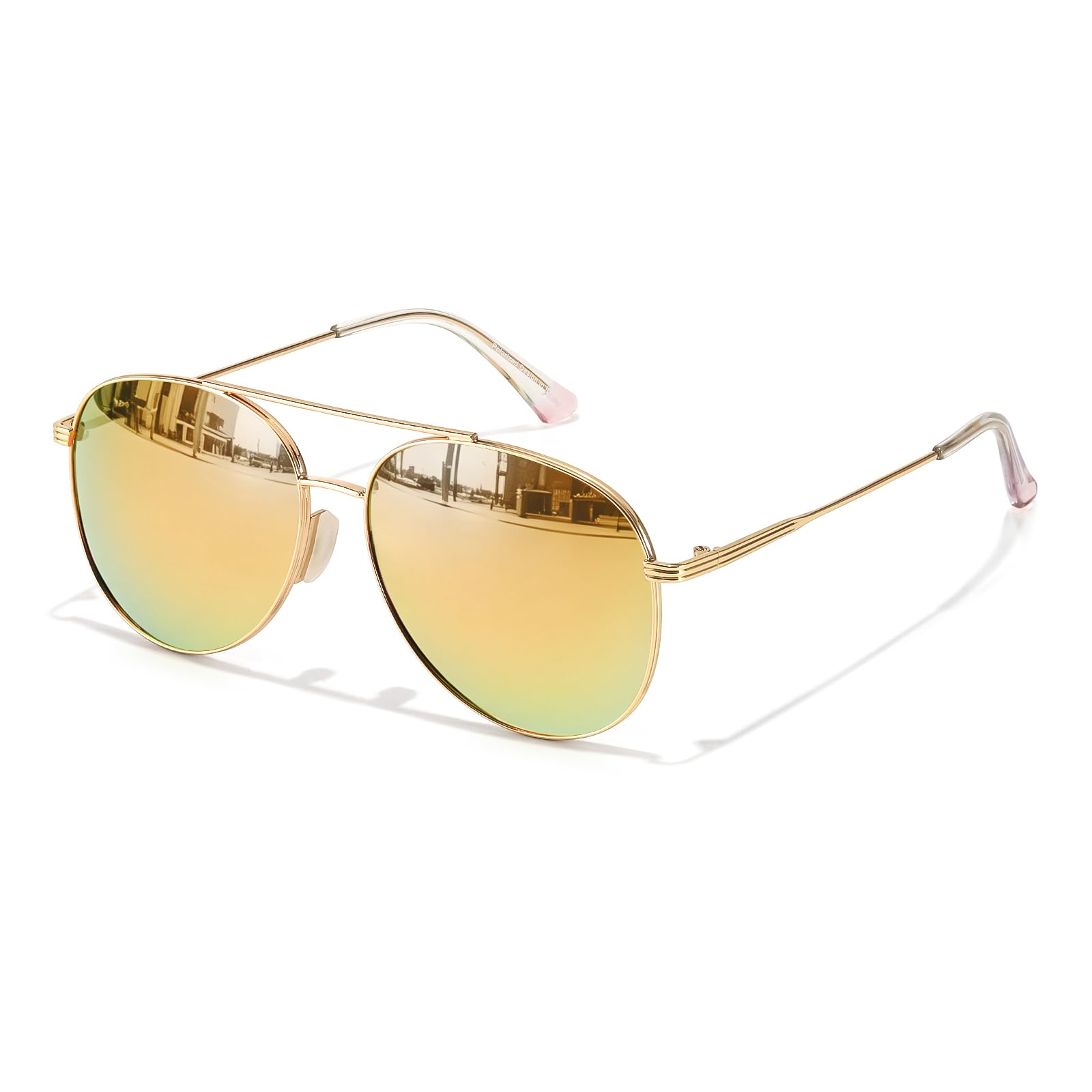 TJUTR Polarized Tangle Free Aviator Sunglasses for Women & Men, UV400 Protection Trendy Shades, No-Snag Metal Frame Glasses