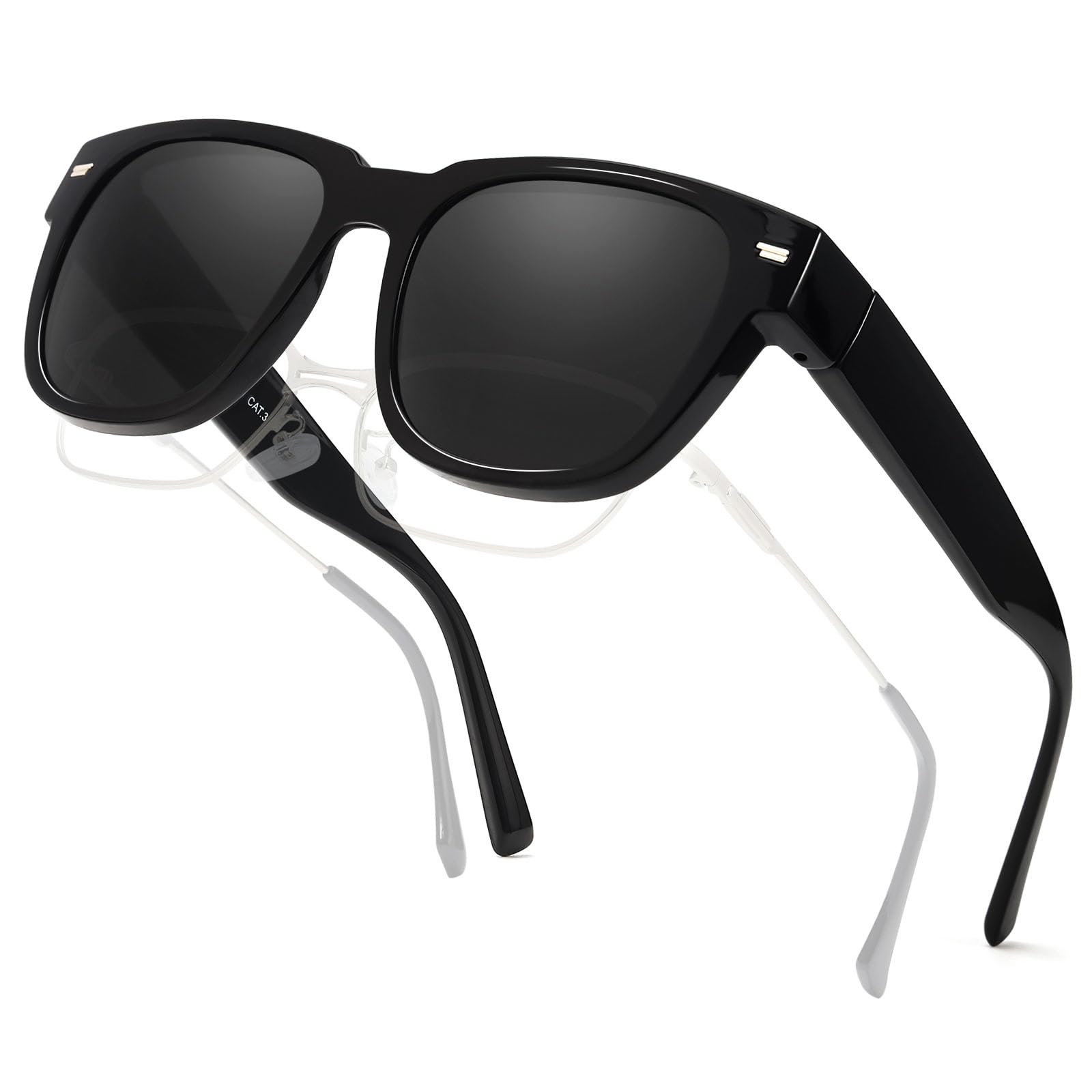 TJUTR Polarized Sunglasses Over Glasses for Men Women, UV Protection Shades Over Prescription Eyeglasses Sun Glasses