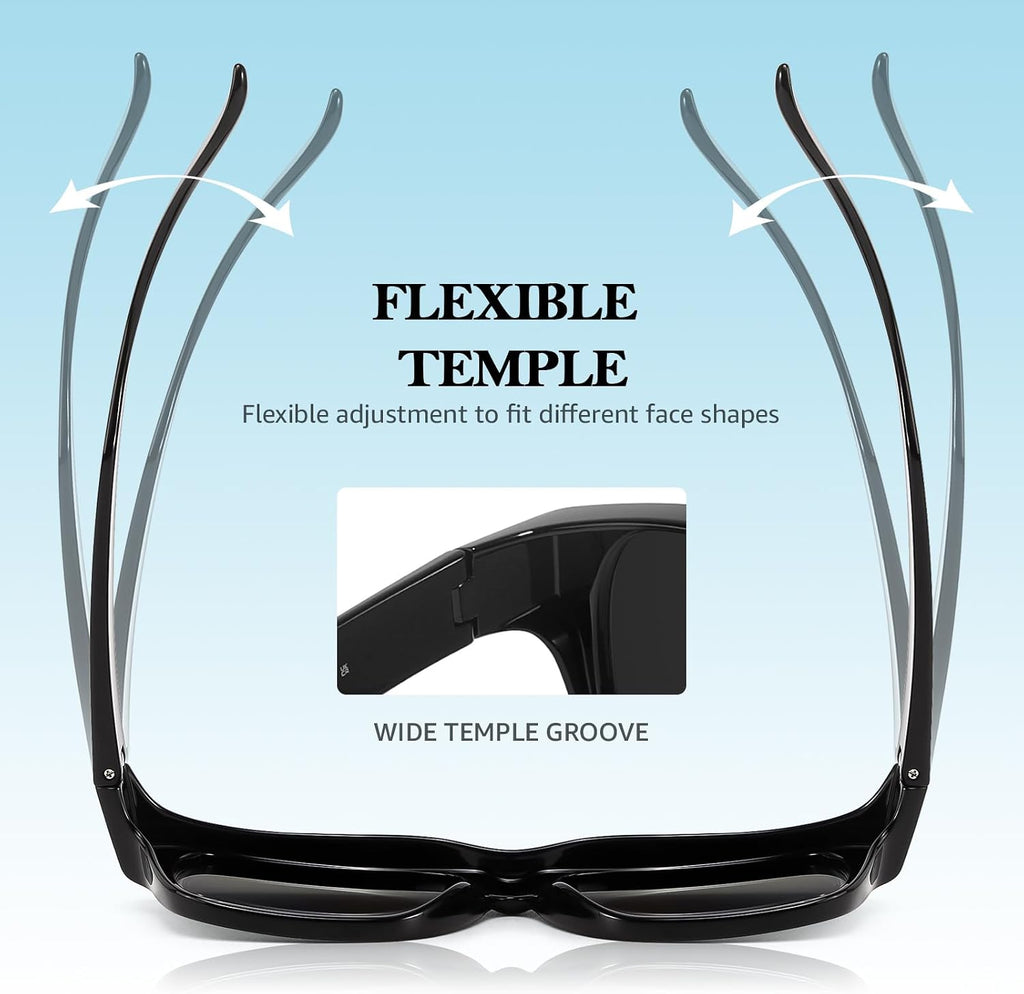 TJUTR Polarized Fit Over Glasses Sunglasses for Men Women, Wrap Around Square Sun Glasses UV400 Protection Shades for Driving