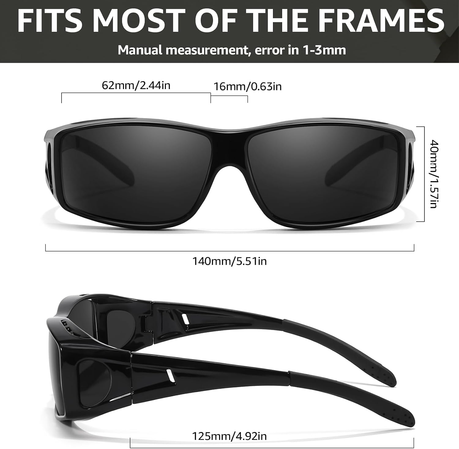 TJUTR Polarized Sunglasses Over Glasses for Men Women, UV Protection Shades Over Prescription Eyeglasses Sun Glasses
