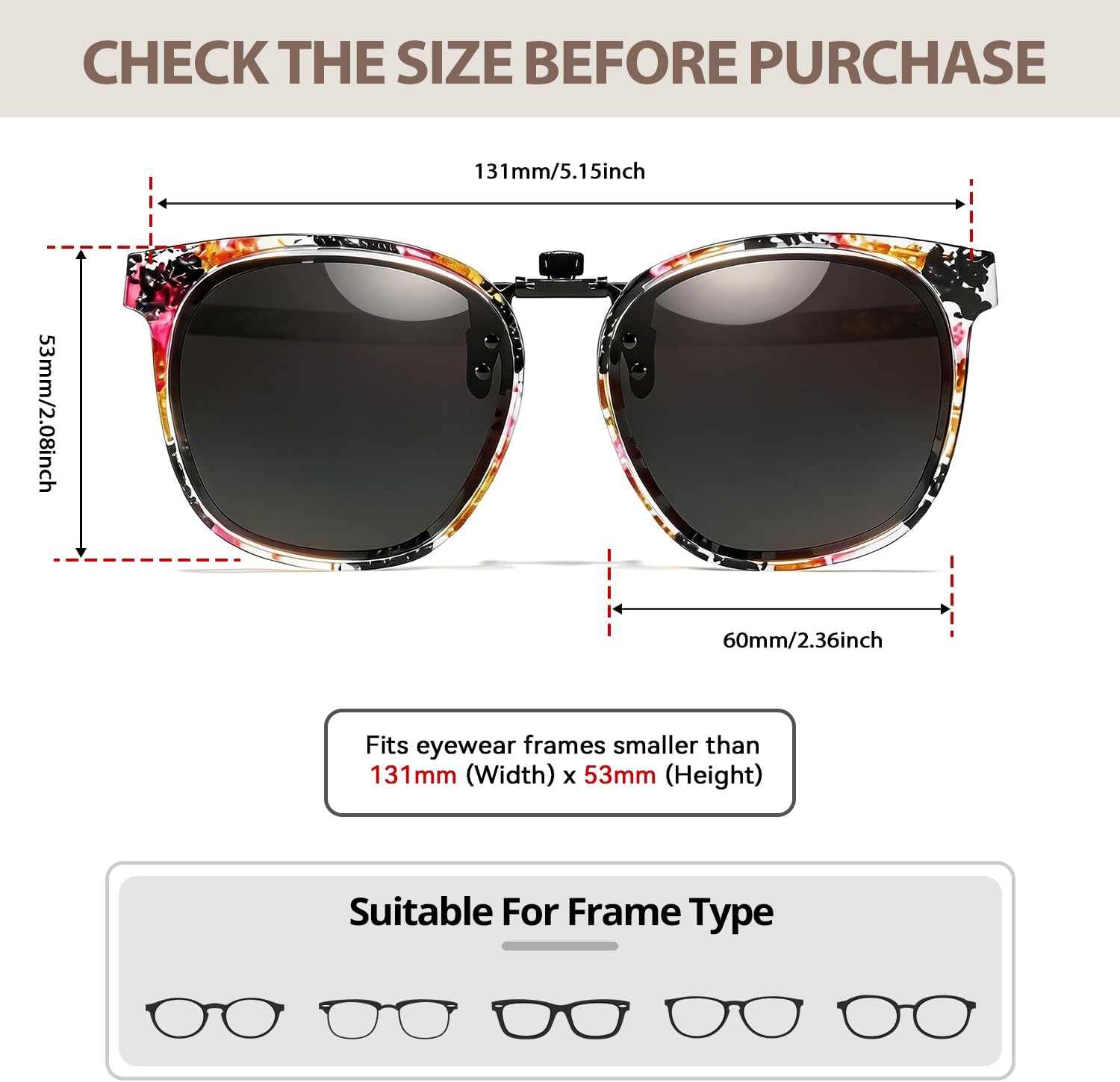 TJUTR Polarized Clip-On Sunglasses Over Prescription Glasses, Flip-Up UV400 Protection, Like Sunglasses Design for Men Women