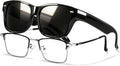 TJUTR Polarized Fit Over Glasses Sunglasses for Men Women, Wrap Around Square Sun Glasses UV400 Protection Shades for Driving