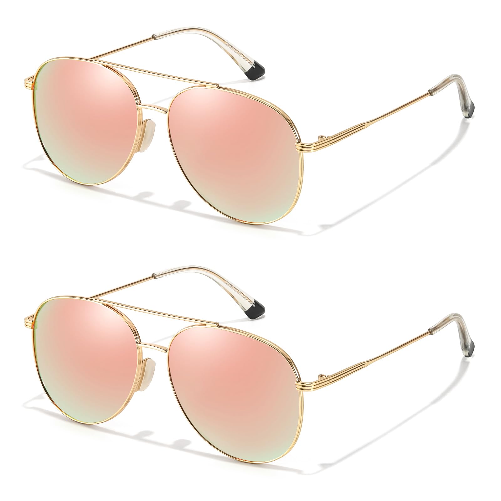 TJUTR Polarized Tangle Free Aviator Sunglasses for Women & Men, UV400 Protection Trendy Shades, No-Snag Metal Frame Glasses