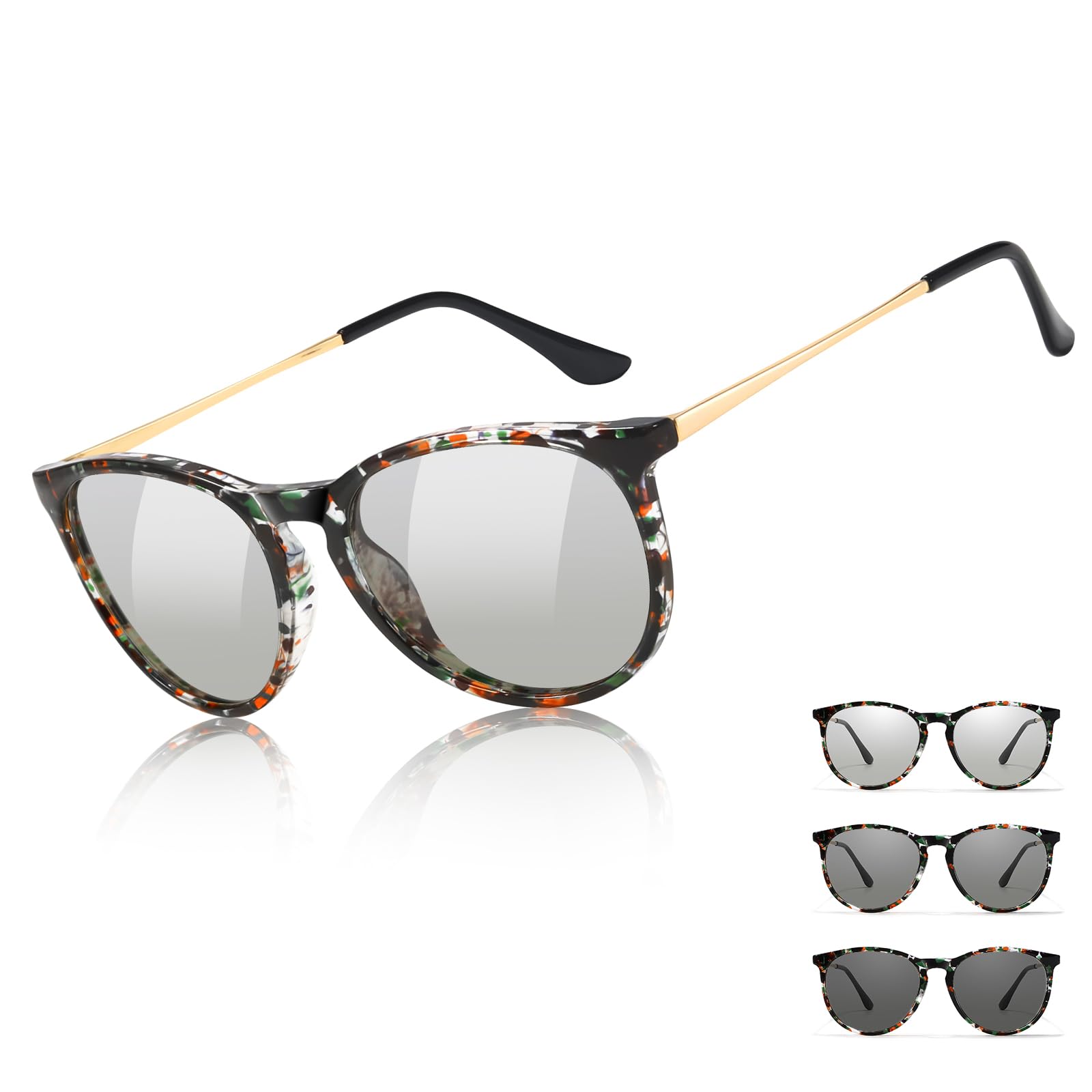 TJUTR Photochromic Polarized Sunglasses for Women and Men, Anti-Glare UV400 Protection for Day & Night Driving