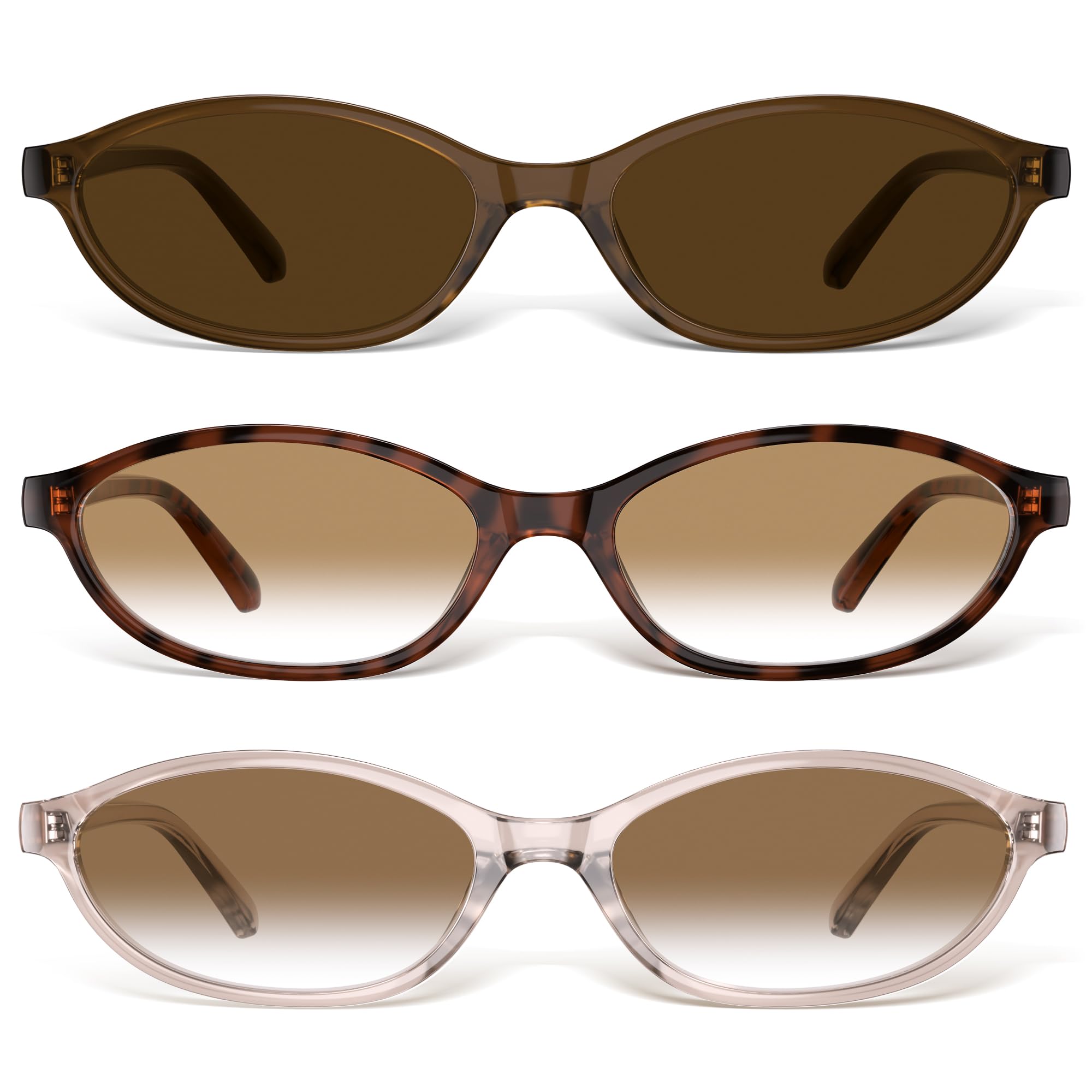 Sunglasses Womens Retro Oval Sunglasses for Women - Cat Eye 90s Glasses Y2K UV400 Lightweight Narrow Shades