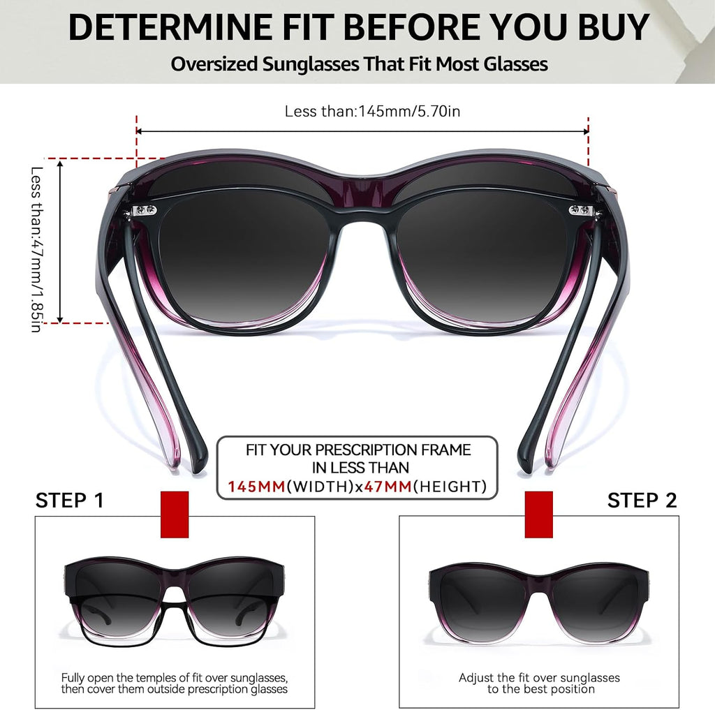 TJUTR Polarized Fit Over Glasses Sunglasses for Women UV Protection, Trendy Oversized Shades Wear Over Eyeglasses