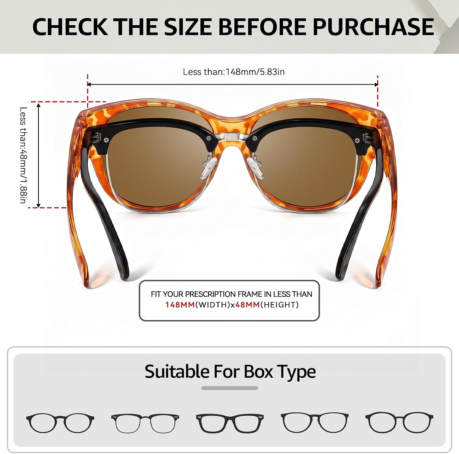 TJUTR Polarized Fit Over Sunglasses for Women, Trendy Sun Glasses Over Prescription Glasses UV400 Protection TS5779
