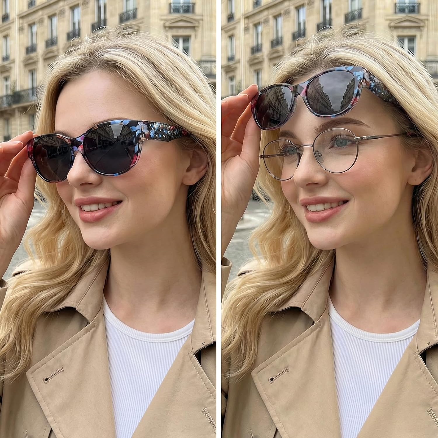 TJUTR Polarized Fit Over Glasses Sunglasses for Women, Trendy Oversized Wrap Around Sun Glasses with UV400 Protection TS2611