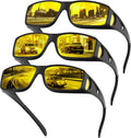 Night Driving Glasses - HD Anti Glare Wrap Around Fit Over Glasses for Men & Women Enhance Night Vision & Driving